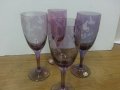  кристални чаши за вино цветно стъкло гравирани, снимка 11