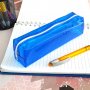 Прозрачен ученически несесер за моливи неонови цветове малък, снимка 2