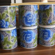 Стилни малки чашки за кафе на сини рози, снимка 1 - Сервизи - 11295877