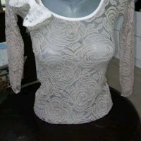 Дантелена блуза с панделка , снимка 1 - Блузи с дълъг ръкав и пуловери - 23422179