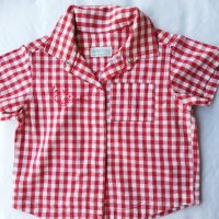 Френски комплект дънков гащеризон с блузка и риза Зара, снимка 4 - Комплекти за бебе - 25916972