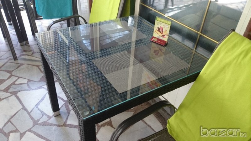 маса ратан и стъкло, снимка 1