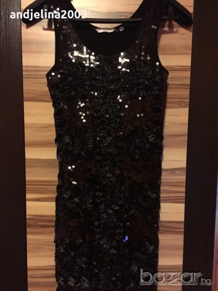 Черна рокля/туника с паети, снимка 1