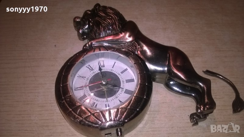 метален лъв-запалка/часовник-15х15х5см-внос швеция, снимка 1