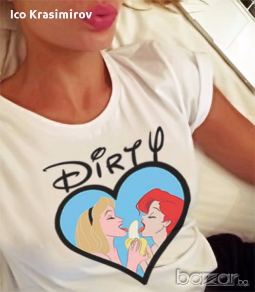 ХИТ! DIRTY ARIEL дамски топ с DISNEY принт! Поръчай модел с твоя идея!, снимка 1