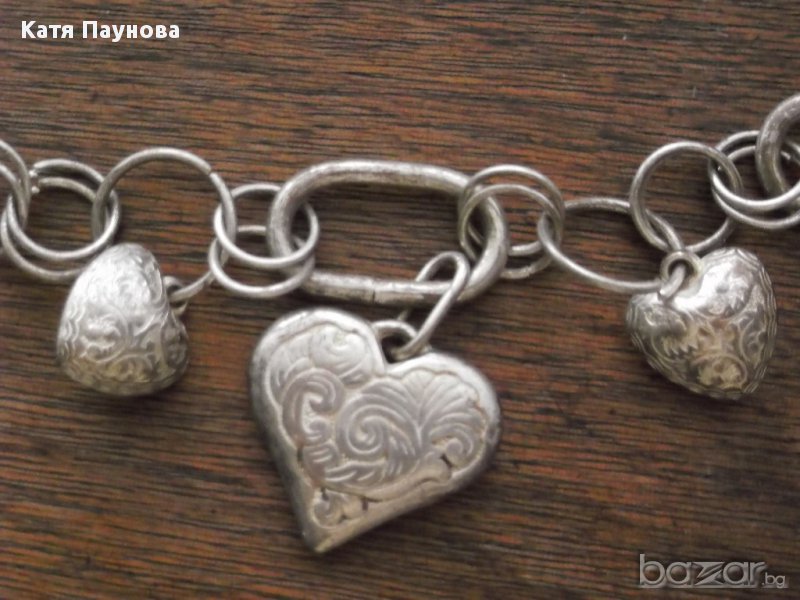 Нов ефектен сребрист колан / колие със сърчица, снимка 1