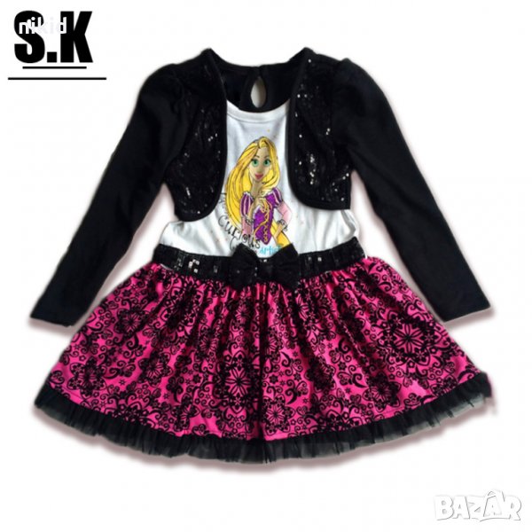 бебешка детска Рапунцел Rapunzel рокля с ръкави тип връхно сако, снимка 1