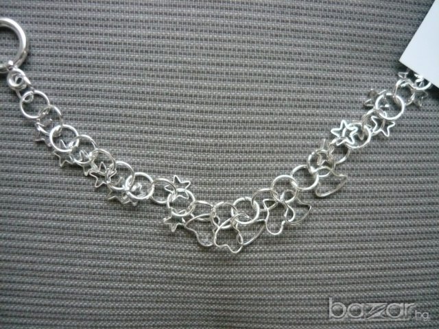 Нова сребърна гривна със сърца, снимка 4 - Гривни - 6443880