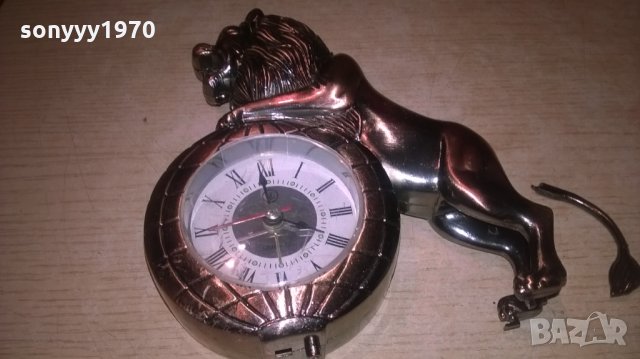 метален лъв-запалка/часовник-15х15х5см-внос швеция