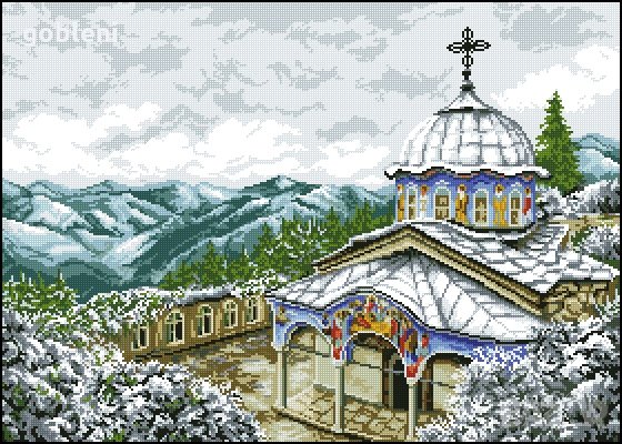 гоблен "СОКОЛСКИ МАНАСТИР"-Д45; /31*22/см. 33 цвята; 38 лв, снимка 2 - Гоблени - 25078336