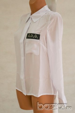 Бяла дамска риза марка Ambigante , снимка 3 - Ризи - 21268485