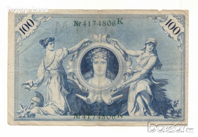Germany-100 Mark-1908-P-34-Papier , снимка 1 - Нумизматика и бонистика - 13590358