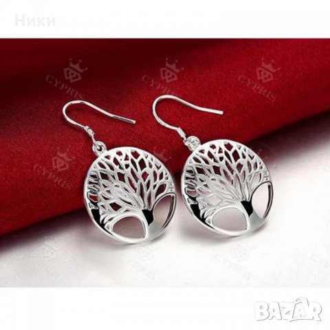 Нови обеци " дърво "със сребърно покритие и печати 925 - мод.63