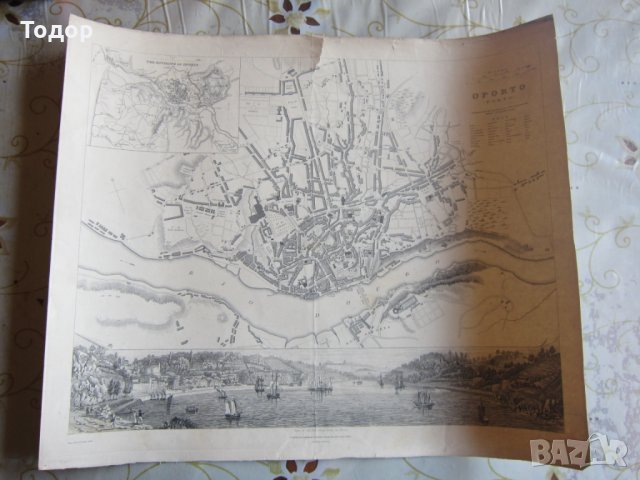 Стара карта Порто 1833, снимка 5 - Колекции - 25432632