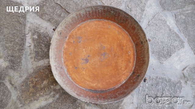 Стара кована медна бакърене тава, снимка 4 - Антикварни и старинни предмети - 20516182