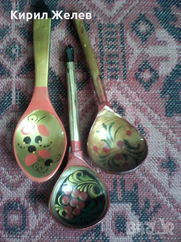 Стари дървени лажички 4948 , снимка 3 - Антикварни и старинни предмети - 24042646