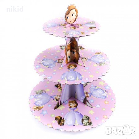 3 етажна Триетажна поставка стойка за мъфини картонена Принцеса София кексчета, снимка 2 - Други - 22499459