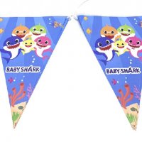 Бебе Акули Baby Shark Парти Гирлянд Знаменца Флаг Банер флагчета, снимка 2 - Други - 25921800