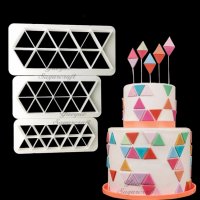 3 бр големи Триъгълник триъгълника пластмасови резци форми декорация и украса торта борд фондан, снимка 1 - Форми - 22520728