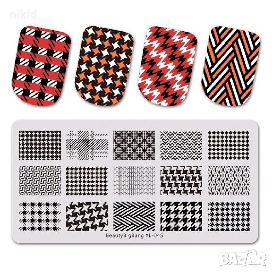 BeautyBigBang XL-045 плочка / щампа шаблон за печат на нокти маникюр, снимка 1