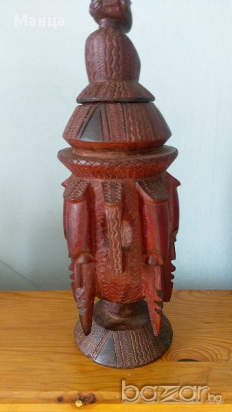 Африканска дървена церемониална купа стара, снимка 1