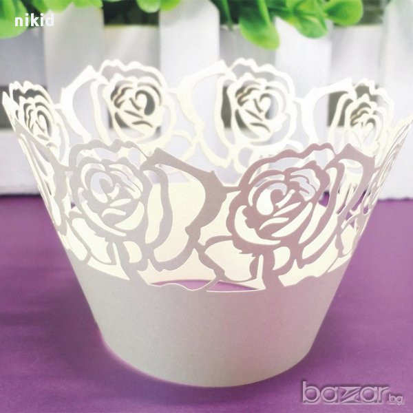 декори декорация за мъфини кексчета дантела кошнички на розички , снимка 1