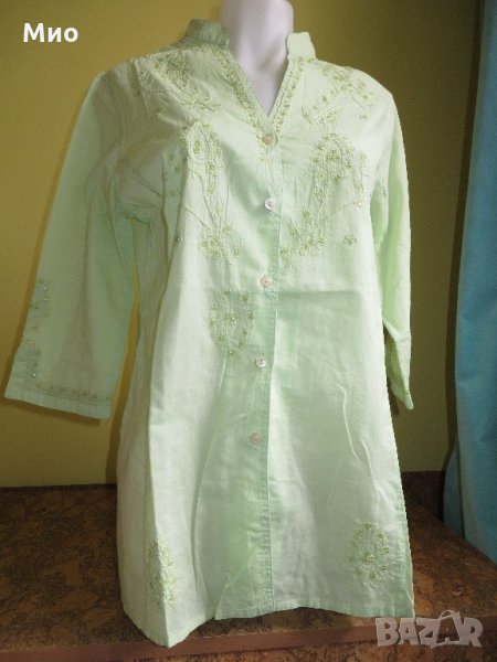 ANDREA, памучна риза с бродерии, 40 (L), резеда, снимка 1
