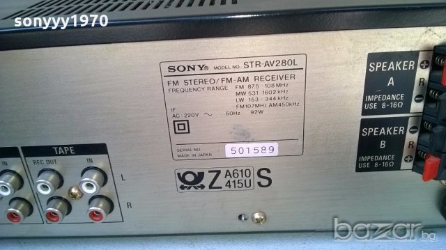 sony str av-280l stereo receiver-made in japan-внос швеицария, снимка 9 - Ресийвъри, усилватели, смесителни пултове - 18182913