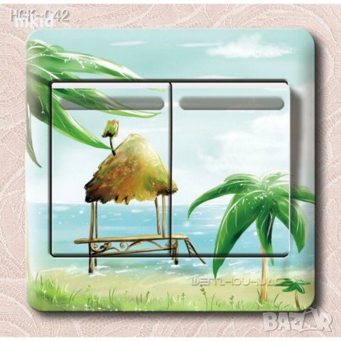 Море и палми стикер за контакт ключ на лампа копчето