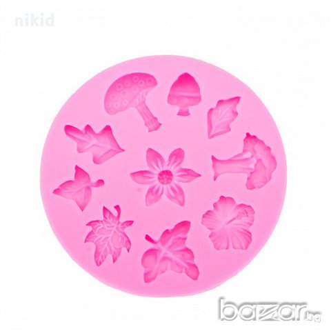 кръгъл молд форма силиконова цветя листа и гъбки за декор украса торта фондан шоколад и др., снимка 2 - Форми - 15854937