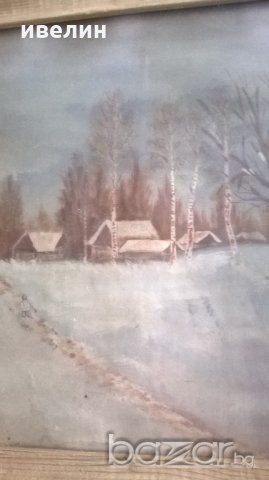 стара картина-зимен пейзаж, снимка 4 - Картини - 18277475