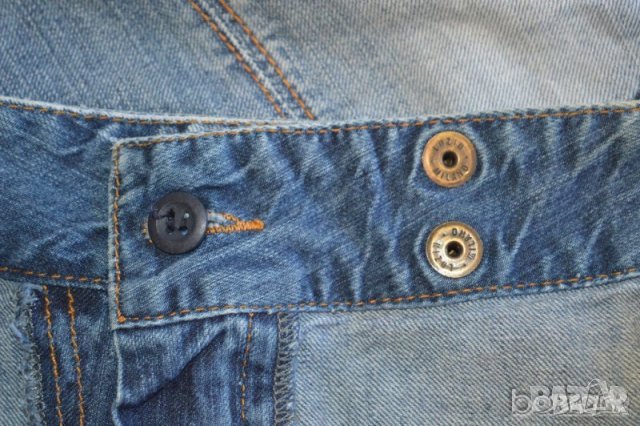 Bray Steve Alan Denim Einstein мъжки сини дънки с кожени орнаменти 100% памук, снимка 6 - Дънки - 23461014