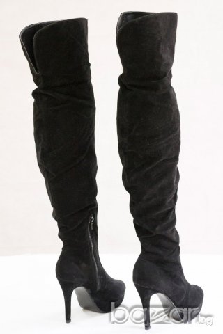 Елегантни ботуши на ток в черно марка Caroline , снимка 4 - Дамски ботуши - 20230205