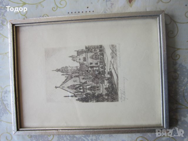 Стара картина офорт подписана графика , снимка 7 - Картини - 25764261