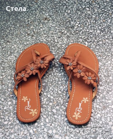 Дамски летни чехли, кафяв цвят, снимка 1 - Чехли - 18584488