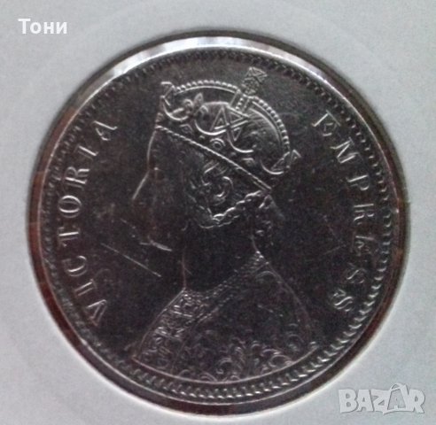 Монета Британска Индия 1 Рупия 1887 г. Сребро, снимка 2 - Нумизматика и бонистика - 22743099