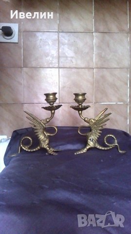 два барокови свещника от бронз, снимка 2 - Антикварни и старинни предмети - 25173958