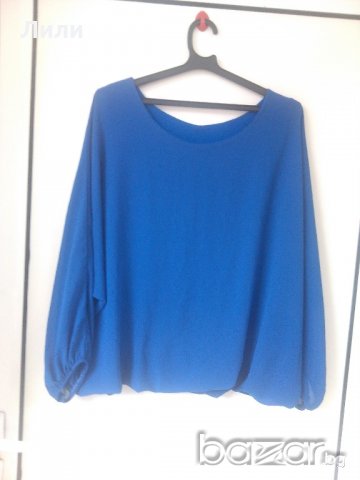 синя блуза, снимка 3 - Блузи с дълъг ръкав и пуловери - 21348936