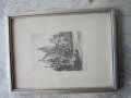 Стара картина офорт подписана графика , снимка 7