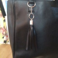 Черна чанта с аксесоар , снимка 2 - Чанти - 22601593