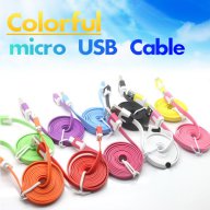 Цветен плосък Micro USB – USB кабел., снимка 6 - USB кабели - 11289647