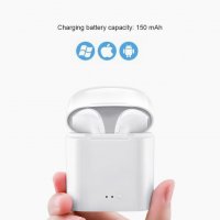 Безжични Bluetooth Слушалки с кутия i7S за iPhone Airpods powerbank телефон Huawei