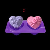 Love 2 големи сърца с рози силиконов молд форма украса декор торта фондан шоколад сапун гипс, снимка 1 - Форми - 18751405