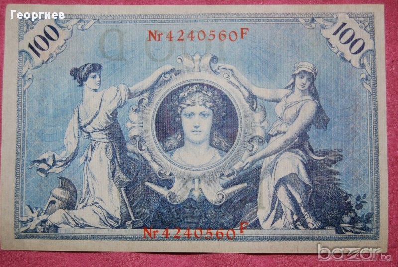 100 марки 1908 Германия червен печат 4240560, снимка 1