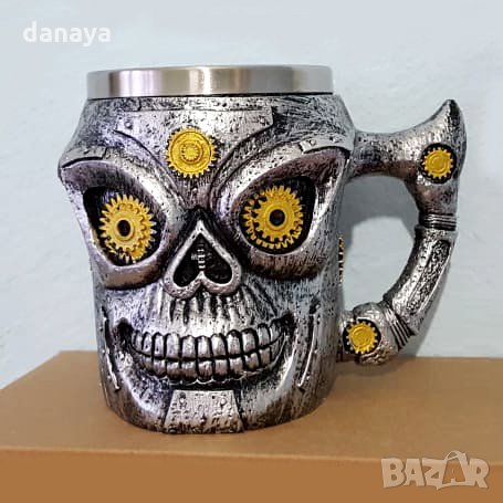 759 Метална 3D чаша череп робот сувенирна халба подарък за мъж 400ml, снимка 1