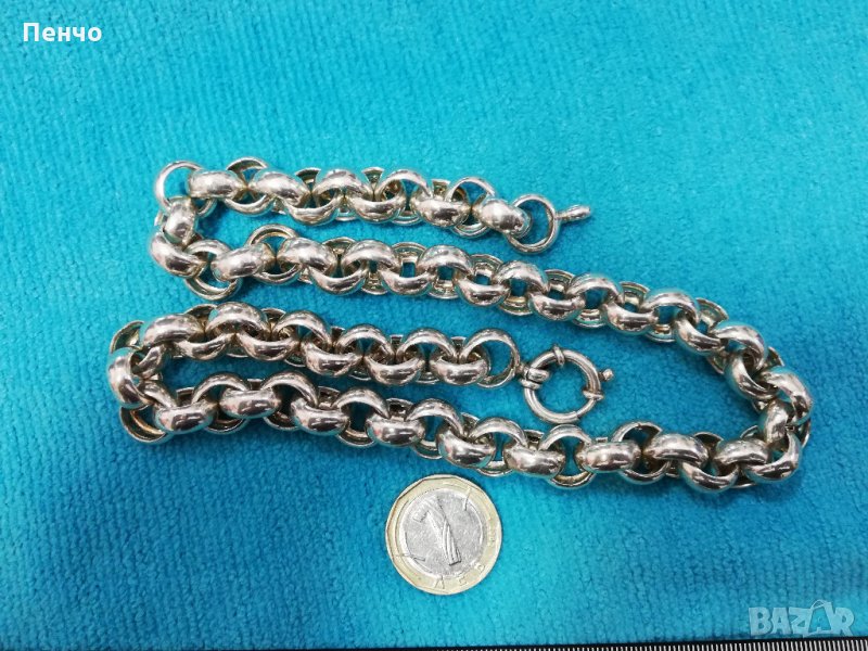 Чисто нов почистен излъскан запазен сребърен ланец с печат 925 масивен синджир 113 грама сребро, снимка 1