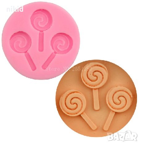 3 мини близалки силиконов молд форма декор торта сладки фондан и др. украса, снимка 1