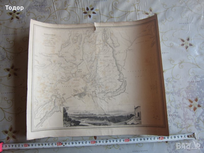 Стара карта Сиракуза 1839, снимка 1