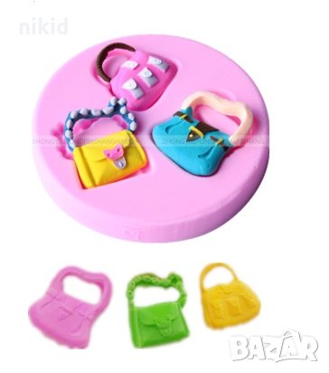 3 вида дамска чанта силиконов молд форма декорация тесто фондан шоколад, снимка 1