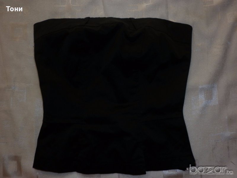 Късо черно бюстие сатен  , снимка 1